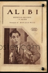 9m814 ALIBI Danish program 1929 Chester Morris, nominated for Best Picture Academy Award!