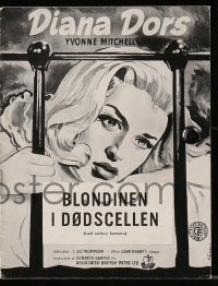 9m831 BLONDE SINNER Danish program 1956 different photos & artwork of sexy bad girl Diana Dors!