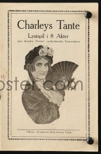 9m846 CHARLEY'S AUNT Danish program 1925 great images of Syd Chaplin dressed as a woman!
