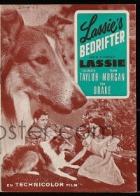 9m853 COURAGE OF LASSIE Danish program 1952 different images of Elizabeth Taylor & famous canine!