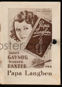 9m856 DADDY LONG LEGS Danish program 1931 different images of pretty Janet Gaynor & Warner Baxter!