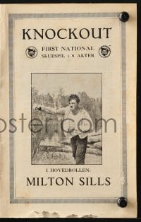 9m907 KNOCKOUT Danish program 1925 great different images of boxing lumberjack Milton Sills!