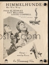 9m930 MEN WITH WINGS Danish program 1939 William Wellman, Fred MacMurray, Ray Milland, different!