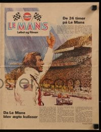 9m806 LE MANS Danish promo brochure 1971 newspaper style, Tom Jung art of Steve McQueen!
