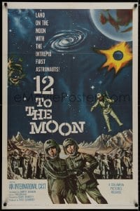 9p040 12 TO THE MOON 1sh 1960 land on the moon with the intrepid first astronauts, cool art!