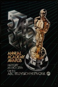 9p032 57th ANNUAL ACADEMY AWARDS 1sh 1985 cool artwork of Oscar statue!