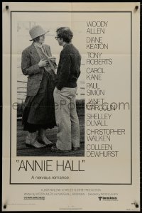 9p076 ANNIE HALL 1sh 1977 full-length Woody Allen & Diane Keaton in a nervous romance!