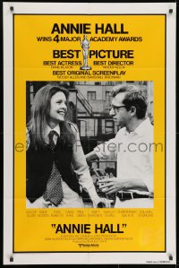 9p077 ANNIE HALL int'l 1sh 1977 Woody Allen & Diane Keaton in New York City, Best Picture!