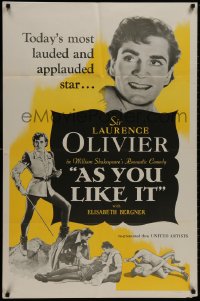 9p085 AS YOU LIKE IT 1sh R1949 Sir Laurence Olivier in William Shakespeare's romantic comedy!