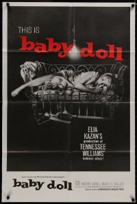 9p086 BABY DOLL 1sh R1970 Elia Kazan, classic image of sexy troubled teen Carroll Baker!