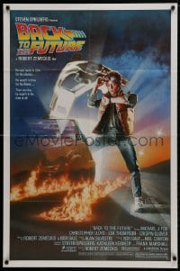 9p088 BACK TO THE FUTURE studio style 1sh 1985 art of Michael J. Fox & Delorean by Drew Struzan!