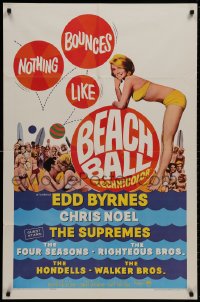 9p098 BEACH BALL 1sh 1965 Edd Byrnes, The Supremes, sexy blonde Chris Noel in bikini!
