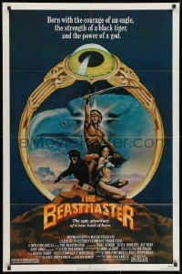9p099 BEASTMASTER 1sh 1982 Taylor art of bare-chested Marc Singer & sexy Tanya Roberts!