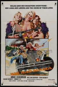 9p104 BIG BAD MAMA 1sh 1974 great John Solie art of sexy Angie Dickinson, female criminals w/guns!