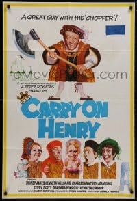 9p004 CARRY ON HENRY VIII English 1sh 1971 wacky historic comedy, art by Pulford & Fratini!