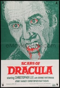 9p018 SCARS OF DRACULA English 1sh R1970s c/u art of bloody vampire Christopher Lee, Hammer horror!