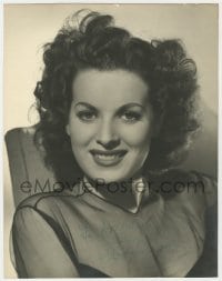 9r008 MAUREEN O'HARA signed deluxe 10.5x13.5 still 1940s sexy portrait in sheer blouse by Bachrach!