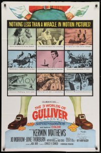 9r011 3 WORLDS OF GULLIVER signed 1sh 1960 by special effects master Ray Harryhausen, fantasy!