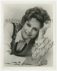 9r768 ALEXIS SMITH signed 8x10 REPRO still 1980s close up laying on the floor with head on hand!
