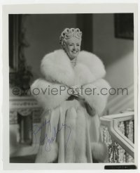 9r300 BETTY GRABLE signed 8.25x10 still 1945 great close up in fur coat from The Dolly Sisters!