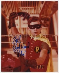 9r678 BURT WARD signed color 8x10 REPRO still 1980s great close up in costume as Robin!