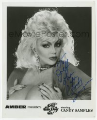 9r315 CANDY SAMPLES signed 8x10 still 1984 portrait of the busty actress in All The Way In!