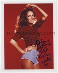 9r681 CATHERINE BACH signed color 8x10 REPRO still 1990s super sexy portrait as Daisy Duke in red!