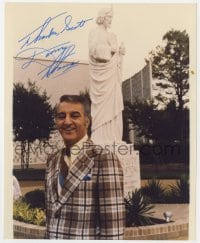 9r686 DANNY THOMAS signed color 8x10 REPRO still 1980s in plaid suit by St. Jude Hospital statue!