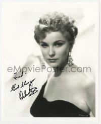 9r828 DEBRA PAGET signed 8x10 REPRO still 1980s close up in sexy low-cut dress with bare shoulder!