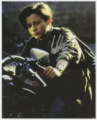 9r696 EDWARD FURLONG signed color 8x10 REPRO still 2000s great close portrait on motorcycle!