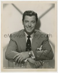 9r372 GIG YOUNG signed 8x10.25 still 1950s great MGM studio portrait smiling in suit & tie!