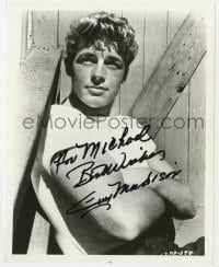 9r866 GUY MADISON signed 8x10 REPRO still 1980s close up wearing T-shirt with arms crossed!