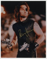 9r724 KURT RUSSELL signed color 8x10 REPRO still 1990s great c/u as Snake from Escape From New York!