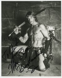 9r927 MARC SINGER signed 8x10 REPRO still 1982 barechested close up with sword from The Beastmaster!