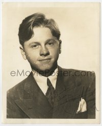 9r478 MICKEY ROONEY signed deluxe 8x10 still 1930s young head & shoulders portrait in suit & tie!