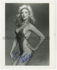 9r938 MORGAN FAIRCHILD signed 8x10 REPRO still 1990s super sexy portrait in skimpy swimsuit!