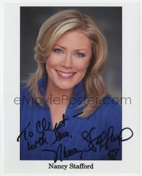 9r605 NANCY STAFFORD signed color 8x10 publicity still 1990s smiling portrait of the Matlock actress!