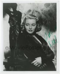 9r944 PATRICIA NEAL signed 8x10 REPRO still 1980s great posed portrait leaning against statue!