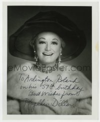 9r950 PHYLLIS DILLER signed 8x10 REPRO still 1970s smiling portrait of the zany comedienne!