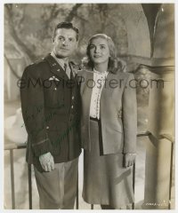 9r518 ROBERT CUMMINGS signed 7.5x9 still 1945 in uniform with Lizabeth Scott in You Came Along!