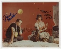 9r748 ROBINSON CRUSOE ON MARS signed color 8x10 REPRO still 1980s by Paul Mantee AND Victor Lundin!