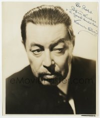 9r573 WARNER OLAND signed 8x9.5 still 1930s head & shoulders portrait in Charlie Chan-like makeup!