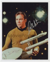 9r761 WILLIAM SHATNER signed color 8x10 REPRO still 1990s as Captain Kirk in the original Star Trek!