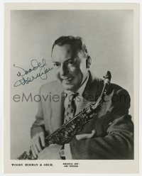 9r631 WOODY HERMAN signed 8x10 music publicity still 1950s the Big Band leader with saxophone!