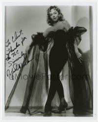 9r999 YVETTE VICKERS signed 8x10 REPRO still 1980s sexy full-length portrait in tight black gown!
