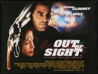9r059 OUT OF SIGHT signed DS British quad 1998 by Steven Soderbergh, c/u of George Clooney & Lopez!