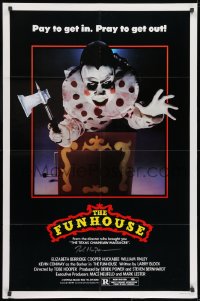 9r013 FUNHOUSE signed 1sh 1981 by director Tobe Hooper, creepy Jack in the box clown image!