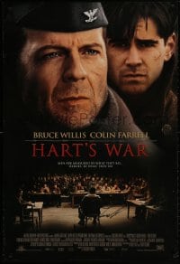 9r063 HART'S WAR signed style B int'l DS 1sh 2002 by Colin Farrell, c/u with Bruce Willis in WWII!