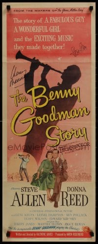 9r050 BENNY GOODMAN STORY signed insert 1956 by star Steve Allen AND composer Henry Mancini!