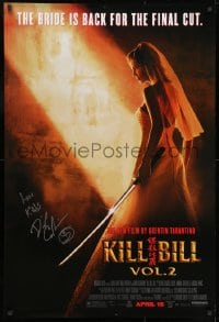 9r064 KILL BILL: VOL. 2 signed advance DS 1sh 2004 by David Carradine, best image of Uma Thurman!